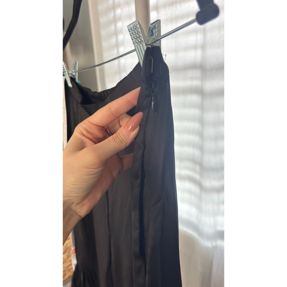 $445 NWT Sani Black Wide Leg Palazzo Pants Flare Tiered Ruffle Boho M - Picture 6 of 8